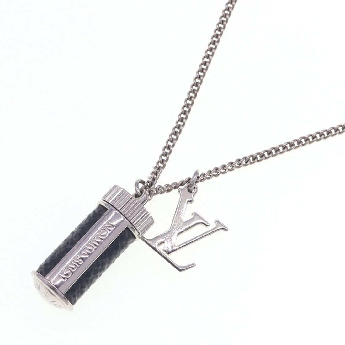 Louis Vuitton Monogram Eclipse Collier Charms Necklace M63641 Leather and Metal Pendant with LV (1 of 12)
