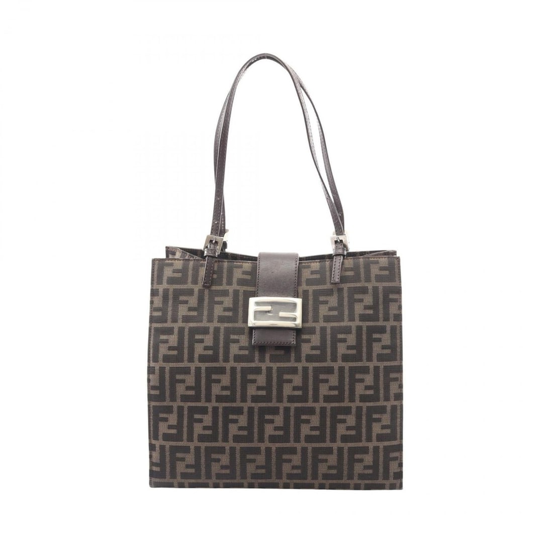 Fendi Zucca Tote Bag, Canvas and Leather, Women's, Brown (1 of 9)