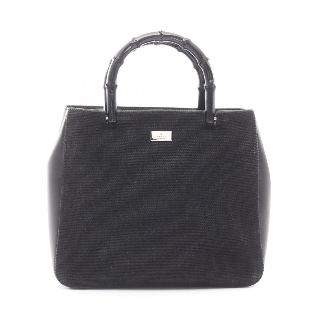 Gucci Bamboo Handbag, Canvas and Leather, Women's, Black, 002 1061: --- Catalog ---Category: SizeSize (HxWxD): 22cm x 26cm x 7.5cm / 8.66'' x 10.23'' x 2.95''Category: DesignType: HandbagColor: BlackGender: WomenMaterial: Canvas , Leather Category: GeneralMPN: 002 106