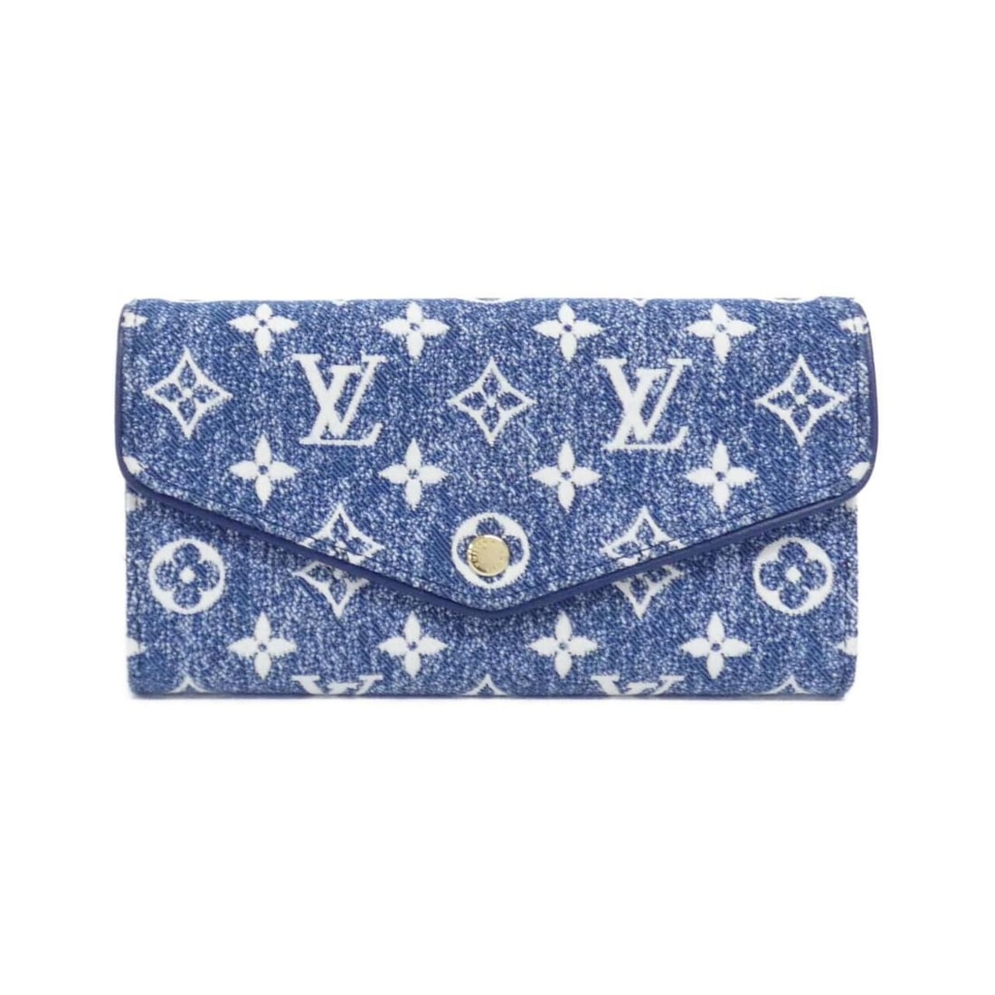 Louis Vuitton Monogram Jacquard Denim Portefeuille Sarah M81183 Wallet: --- Catalog ---Category: SizeSize (HxWxD): 10cm x 19cm x 2cm / 3.93'' x 7.48'' x 0.78''Category: DesignType: Long wallet (bi-fold)Color: Blue, Gold, Monogram, NavyGender: Women,Men,UnisexMaterial: Mon