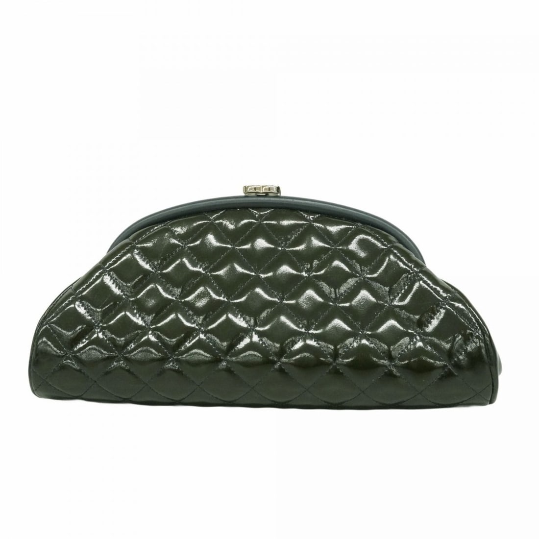 Chanel Matelasse Clutch Bag in Patent Leather, Navy and Khaki, Women's: --- Catalog ---Category: SizeSize (HxWxD): 13cm x 28cm x 8cm / 5.11'' x 11.02'' x 3.14''Category: DesignType: Clutch bagColor: Khaki, NavyGender: WomenMaterial: Patent leather Hardware Color: