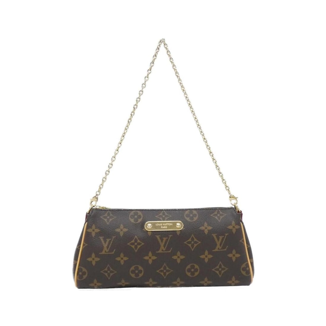 Louis Vuitton Monogram Pochette Eva M13567 Shoulder Bag: --- Catalog ---Category: SizeSize (HxWxD): 11cm x 26cm x 4cm / 4.33'' x 10.23'' x 1.57''Category: DesignType: Pochette, Shoulder bagColor: MarronGender: WomenMaterial: Coated canvas Hardware Color: Go