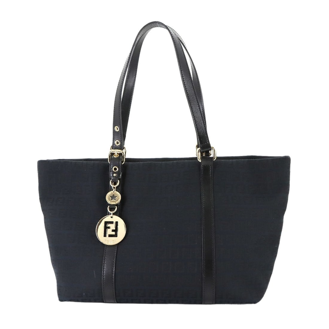 Fendi Zucchino Tote Bag, Canvas and Leather, Black, Gold Hardware, 8BH215: --- Catalog ---Category: SizeSize (HxWxD): 24cm x 44cm x 14cm / 9.44'' x 17.32'' x 5.51''Category: DesignType: Tote bagColor: BlackGender: WomenMaterial: Canvas , Leather Category: GeneralMPN: 8BH215B