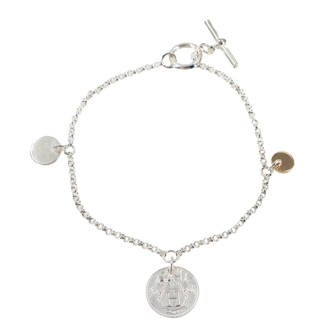 Hermes Hermès Ex-Libris PM Bracelet, 16.5cm, 925 Sterling Silver, 18K Gold, and Pink Gold (1 of 15)