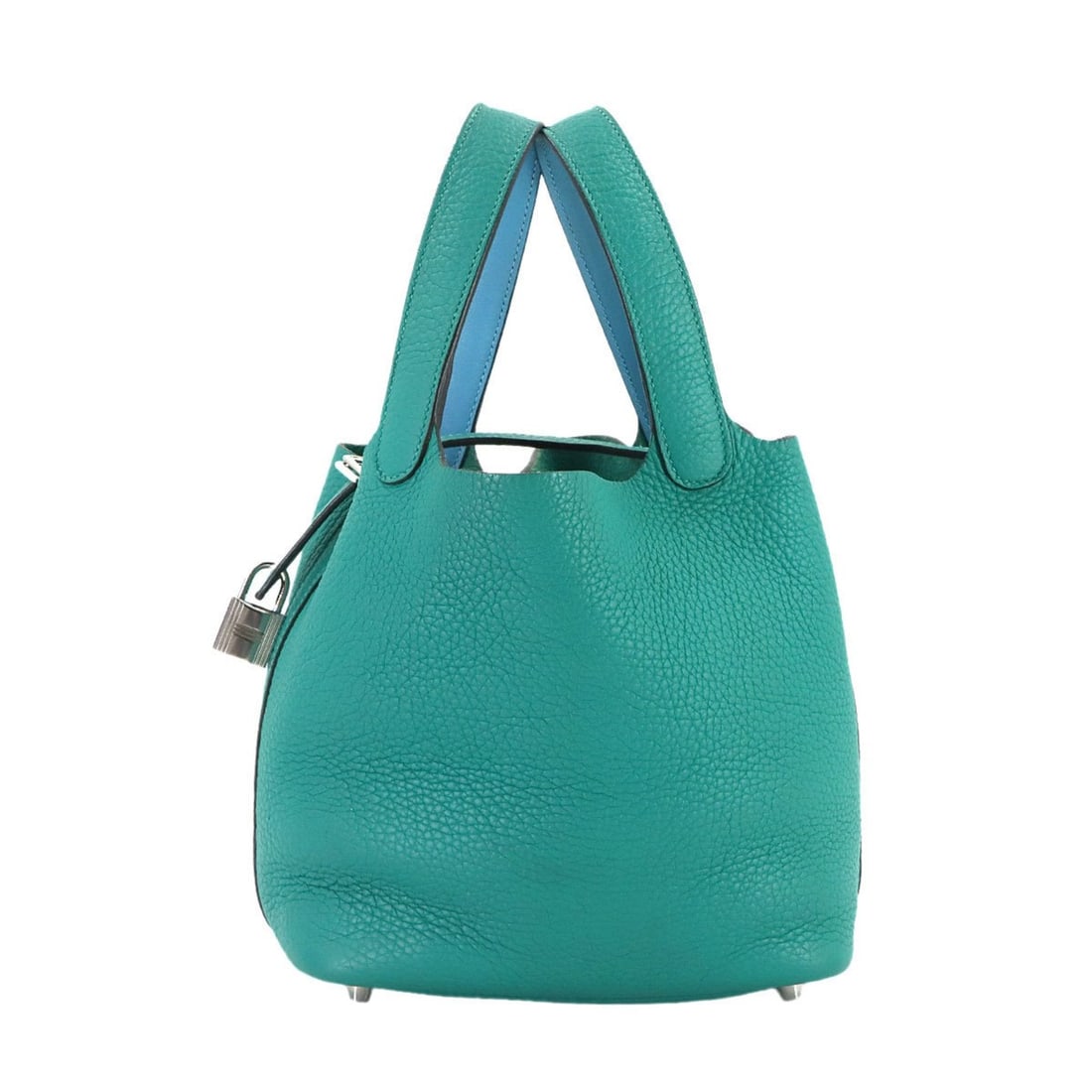 Hermes Hermès Picotin Lock Eclat 18 PM Handbag in Taurillon Clemence Swift Vert Veron Bleu du Nord (1 of 10)