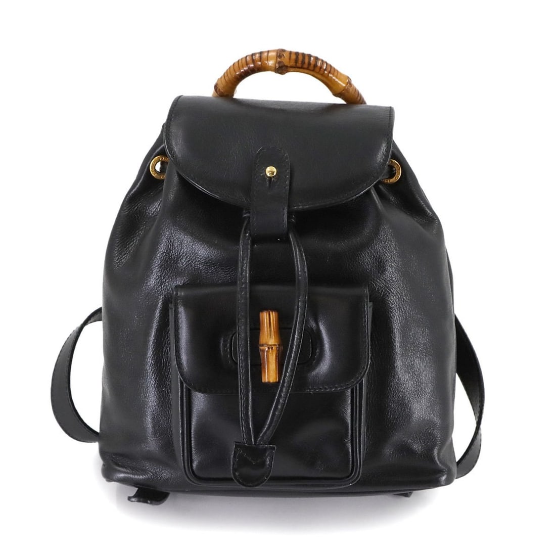 Gucci Bamboo Backpack, Black Leather with Gold Hardware, Item Number 003 2058 0030 (1 of 15)