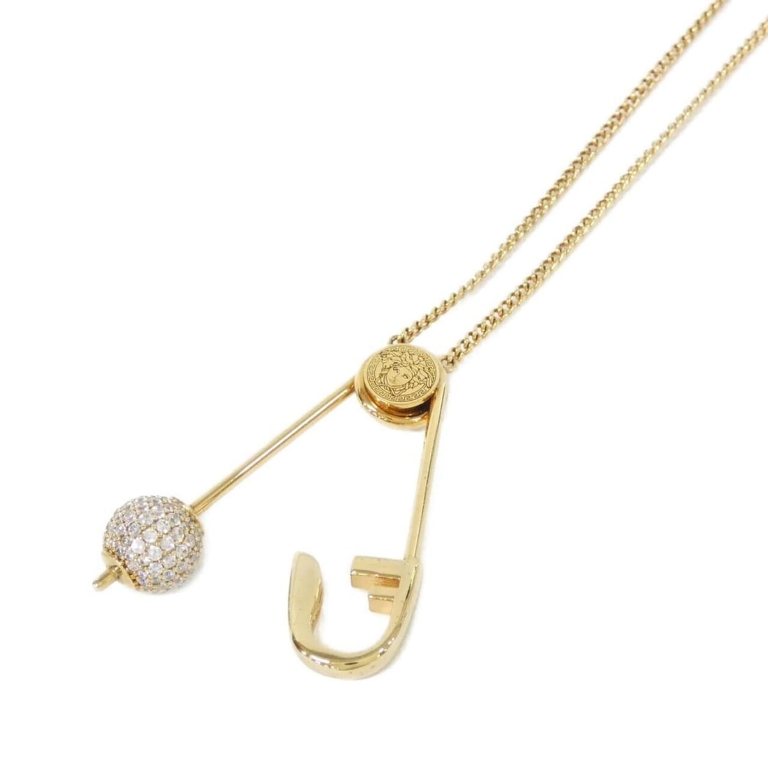 Fendi 8AH599 A44G Necklace: --- Catalog ---Category: SizePendant Size: 40mm x 35mm / 1.57'' x 1.37''Neck Circumference: 56 cm - 59 cm / 22.04'' - 23.22''Category: DesignColor: Clear, GoldGender: Men,WomenNecklace Type: