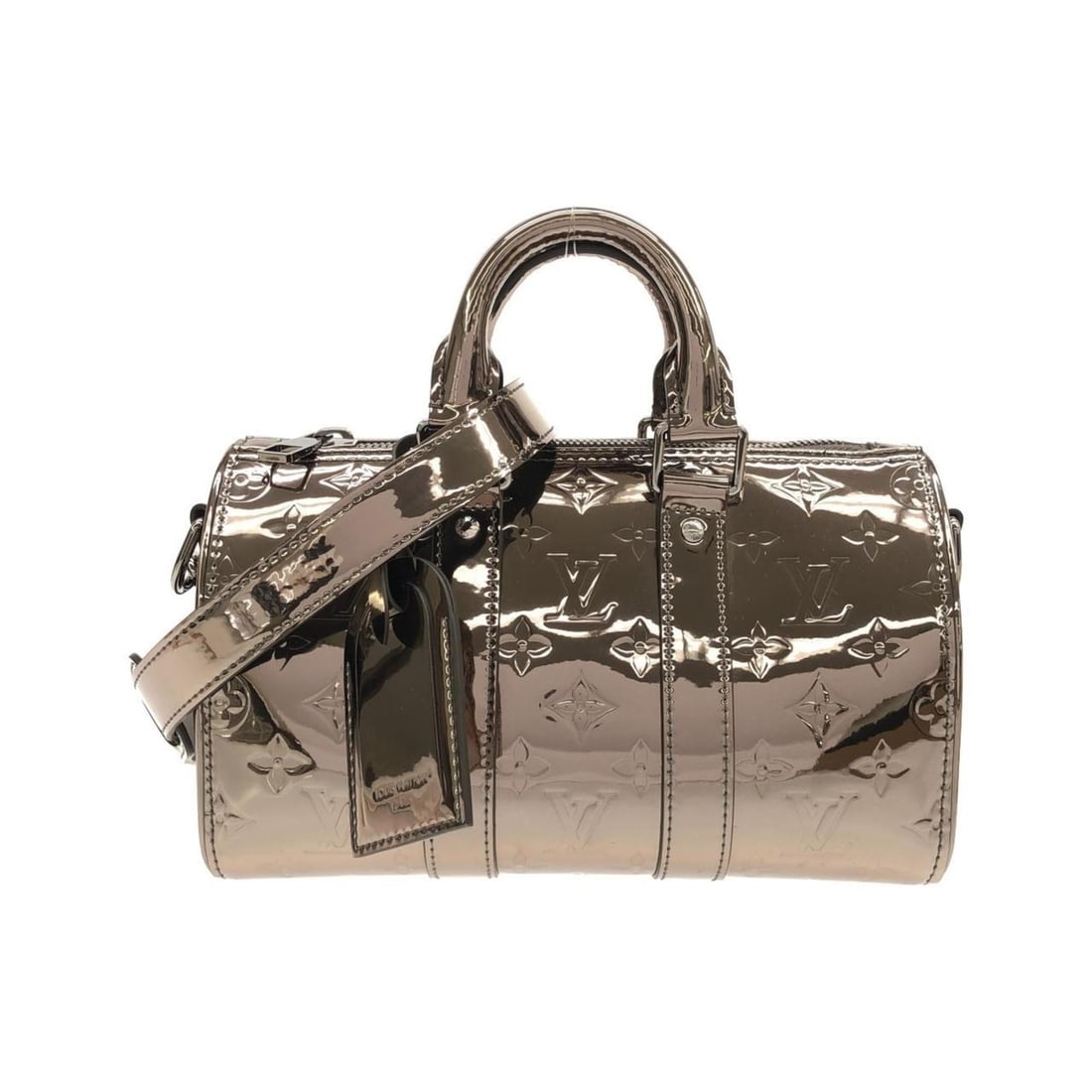 Louis Vuitton Monogram Mirrored Keepall Bandouliere 25cm M26903 Boston Bag: --- Catalog ---Category: SizeSize (HxWxD): 14.5cm x 25cm x 11.5cm / 5.7'' x 9.84'' x 4.52''Category: DesignType: Boston bagColor: GunmetalGender: Men,WomenMaterial: Coated canvas , PVC Hardware Color: