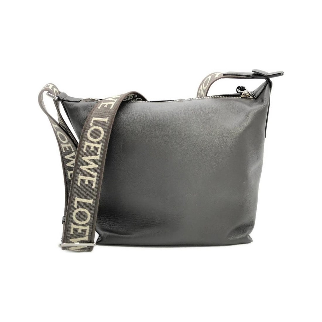 Loewe Cuby Crossbody Small Shoulder Bag B906Q63X01: --- Catalog ---Category: SizeSize (HxWxD): 24cm x 30.5cm x 8.5cm / 9.44'' x 12'' x 3.34''Category: DesignType: Shoulder bagColor: Dark grayGender: Women,MenMaterial: Leather Hardware Color: