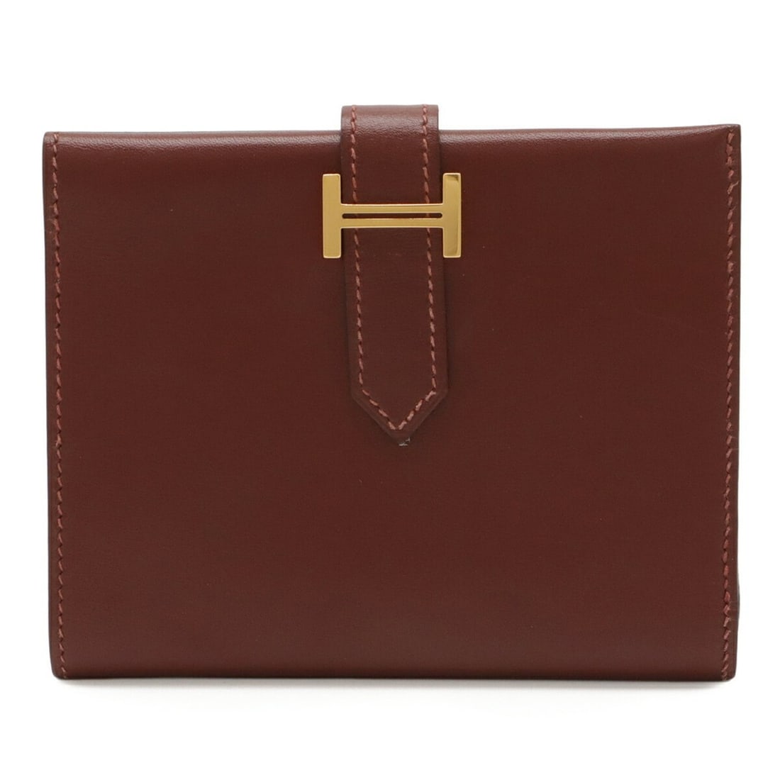 HERMES Bearn Compact Bi-fold Wallet, Box Calf Leather, Bordeaux, G Stamp (1 of 18)