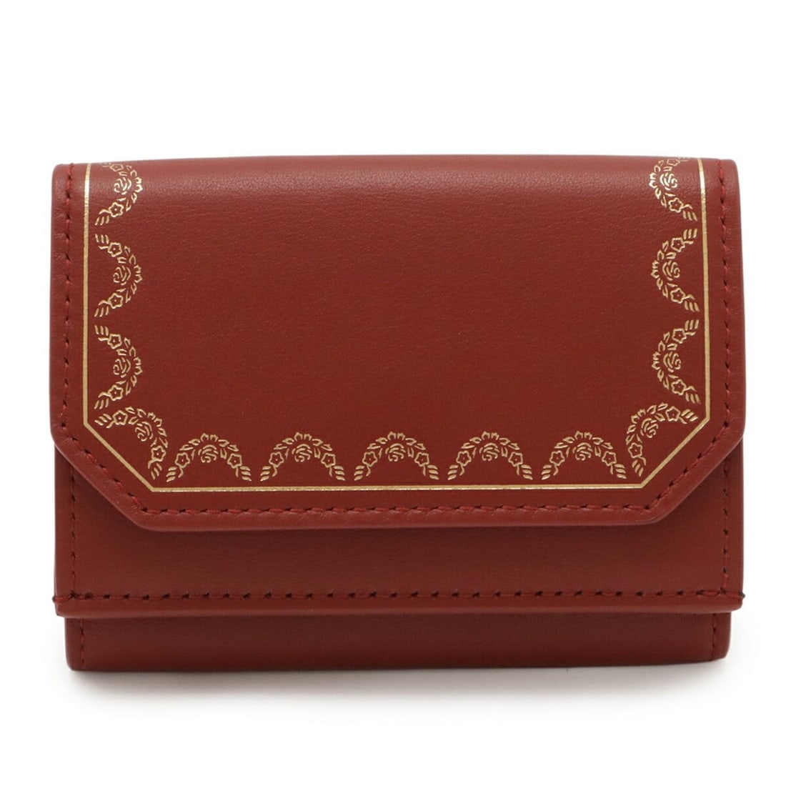 Cartier Garland de Compact Tri-fold Wallet in Red Leather (L3001736) (1 of 14)
