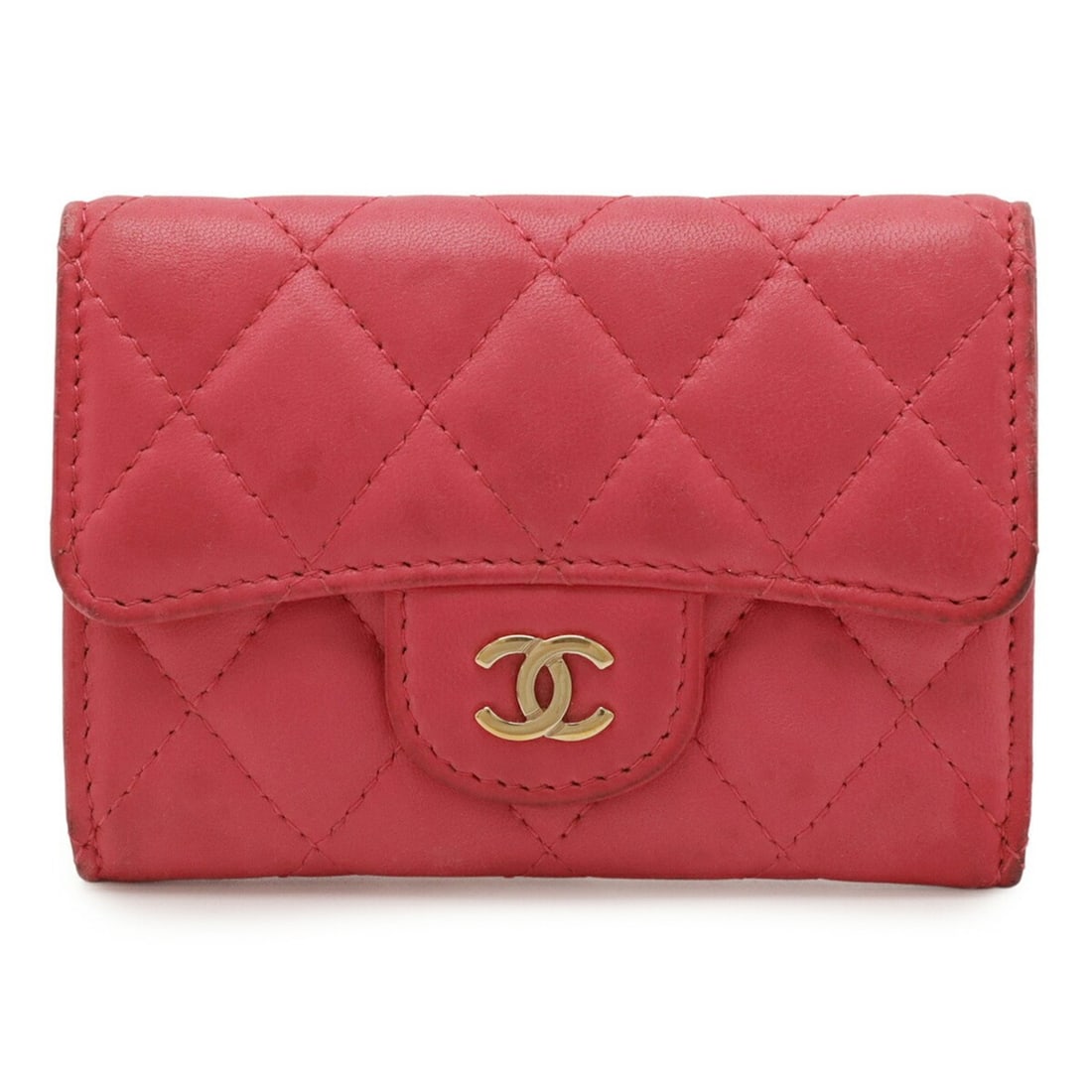 CHANEL Matelasse Coco Mark Business Card Case, Pass Lambskin Leather, Pink, A80799 (1 of 15)