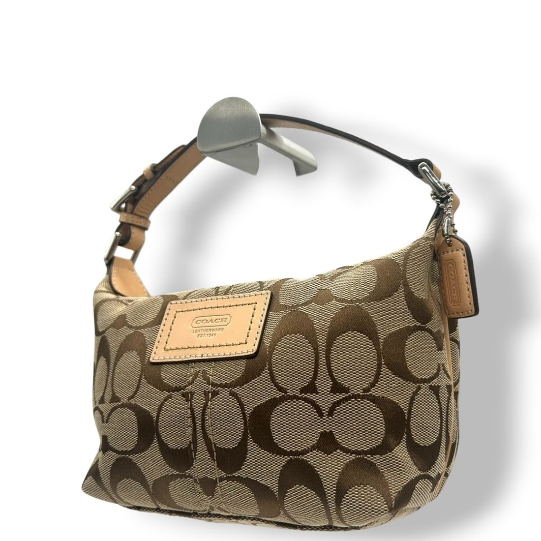 Coach Signature Handbag Mini Bag Canvas Leather Beige Brown Women's s10 (1 of 16)