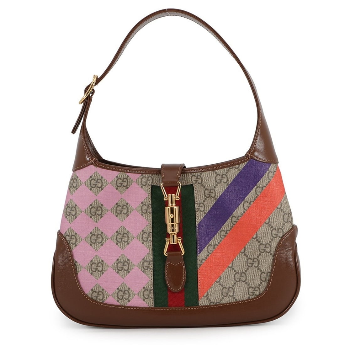 Gucci Jackie 1961 Shoulder Bag in GG Supreme Geometric Print, Small, 636706: --- Catalog ---Category: SizeWeight: 1.96kg / 4.32lb.Size (HxWxD): 18cm x 28cm x 4cm / 7.08'' x 11.02'' x 1.57''Strap Length: 102cm - 117cm / 40.15'' - 46.06''Category: DesignType: Shoulder bagColor: