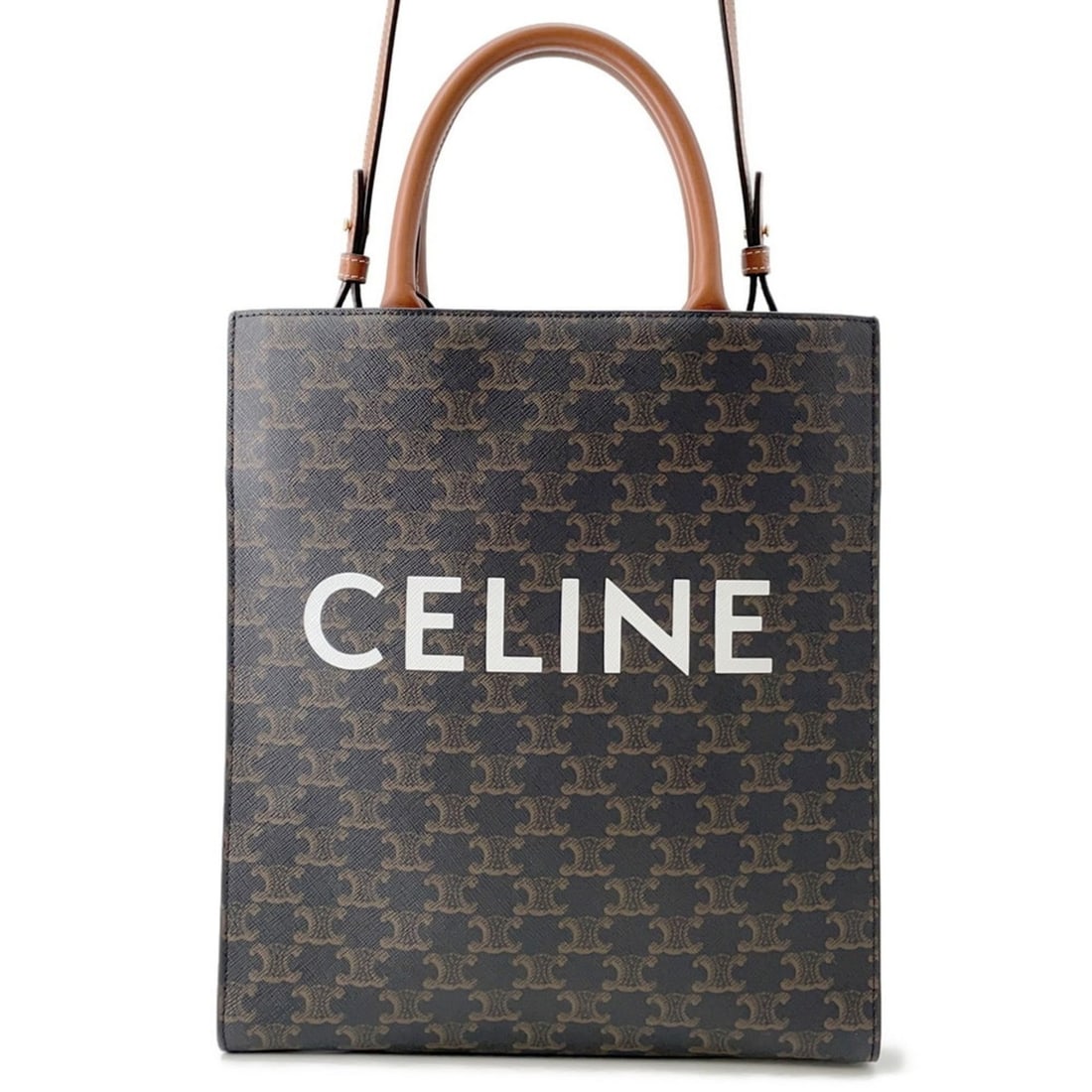 Celine Small Vertical Cabas Triomphe PVC Tote Bag 191542 CELINE 2-way: --- Catalog ---Category: SizeWeight: 740g / 1.63lb.Size (HxWxD): 33cm x 28cm x 7.5cm / 12.99'' x 11.02'' x 2.95''Strap Length: 103cm - 108cm / 40.55'' - 42.51''Category: DesignType: Tote bagGender: Wo