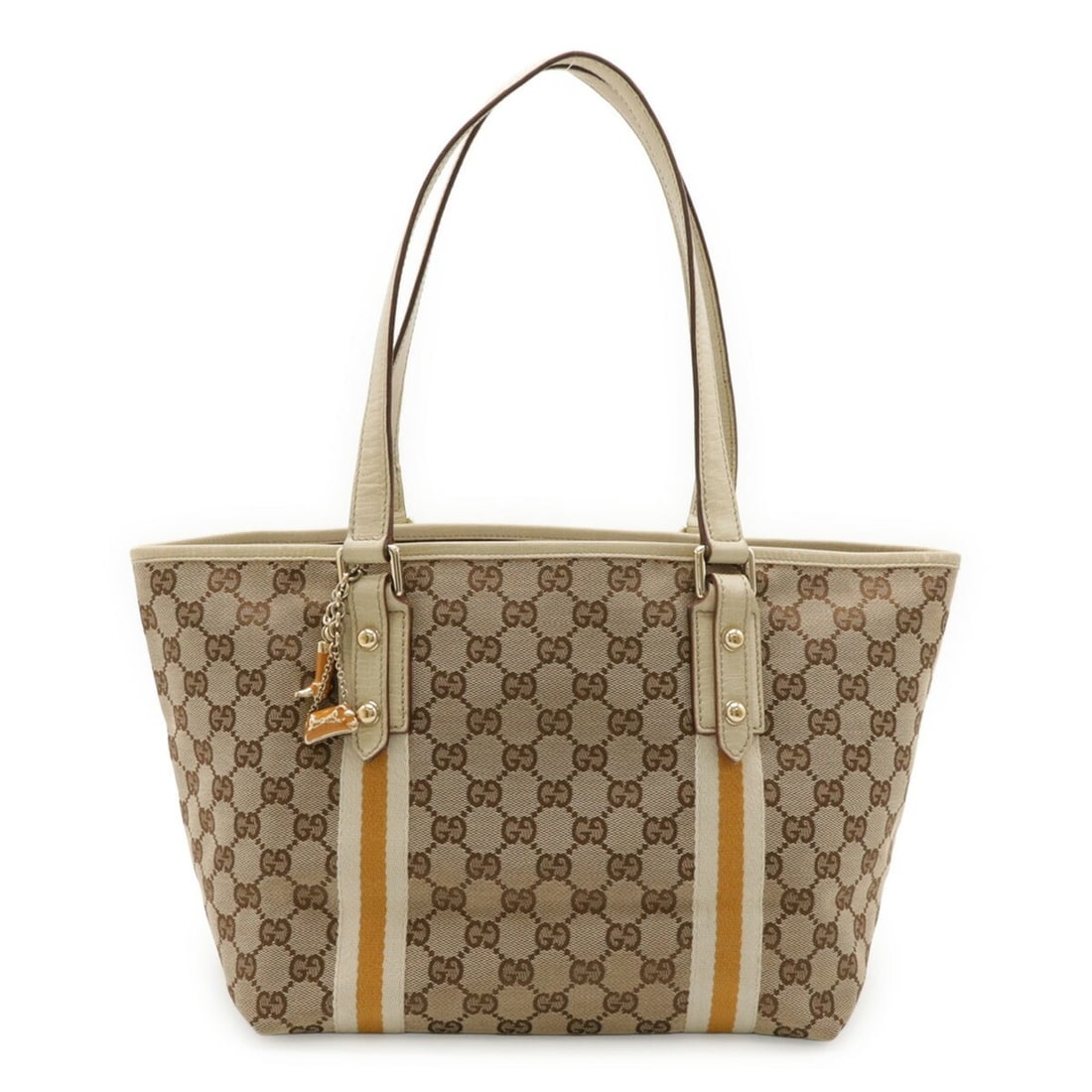 GUCCI GG Canvas Sherry Line Tote Bag/Shoulder Bag in Leather, Khaki Beige, Ivory, and Mustard,: --- Catalog ---Category: SizeWeight: 480g / 1.05lb.Size (HxWxD): 22cm x 39cm x 14.5cm / 8.66'' x 15.35'' x 5.7''Category: DesignType: Shoulder bag, Tote bagColor: Beige, Ivory, Khaki, MustardGender: W