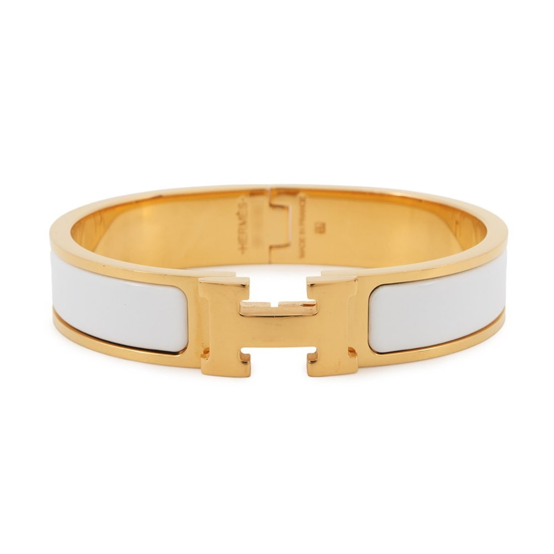 Hermes Click H Clack PM Bracelet in White / HERMES (1 of 12)