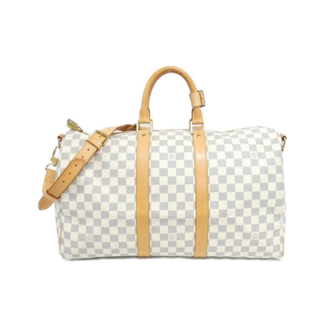 Louis Vuitton Damier Azur Keepall Bandouliere 45cm N48223 Boston Bag: --- Catalog ---Category: SizeSize (HxWxD): 27cm x 45cm x 20cm / 10.62'' x 17.71'' x 7.87''Category: DesignType: Boston bagColor: AzurGender: Men,WomenMaterial: Coated canvas Hardware Color: