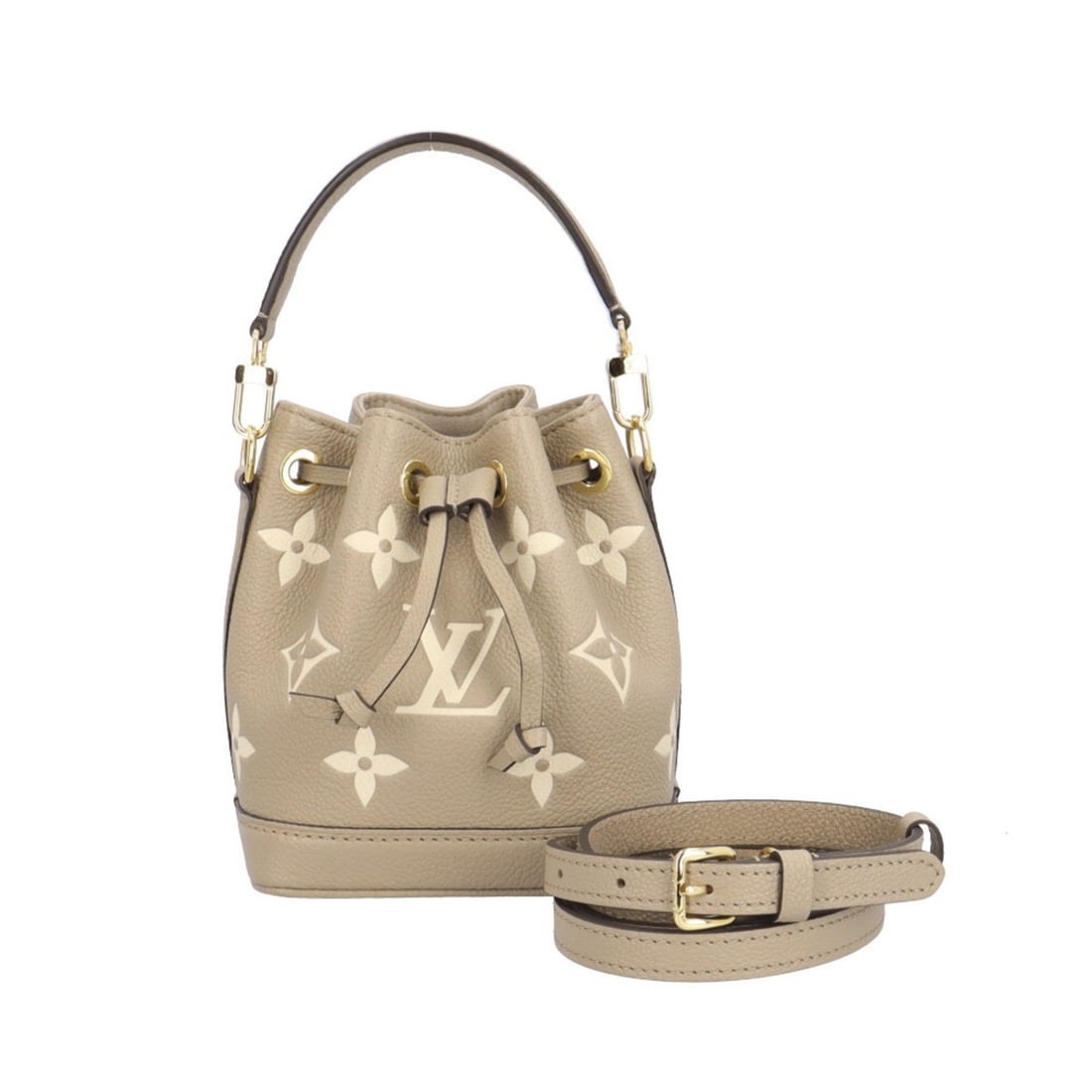 Pre-owned Louis Vuitton Nano Noe Two-Tone Monogram Empreinte Shoulder Bag, M46291, Beige, Women's, (1 of 10)