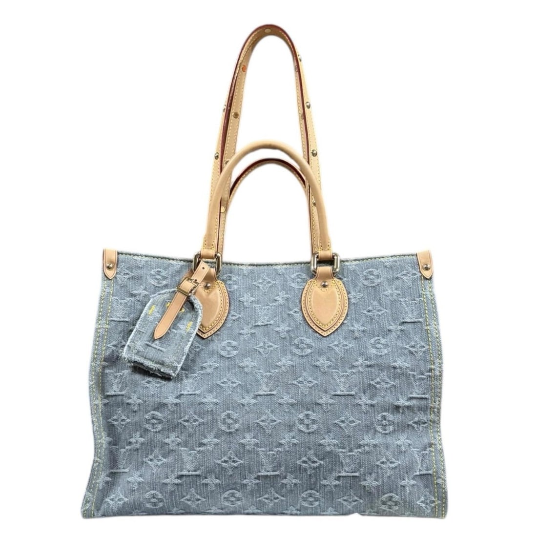 Pre-owned Louis Vuitton On the Go MM Monogram Denim Shoulder Bag, M13189, Gray, Unisex, 2-Way: --- Catalog ---Category: SizeWeight: 925g / 2.03lb.Size (HxWxD): 26cm x 34cm x 15cm / 10.23'' x 13.38'' x 5.9''Strap Length: 60cm / 23.62''Handle Length: 33cm / 12.99''Category: DesignType: Shoulder b