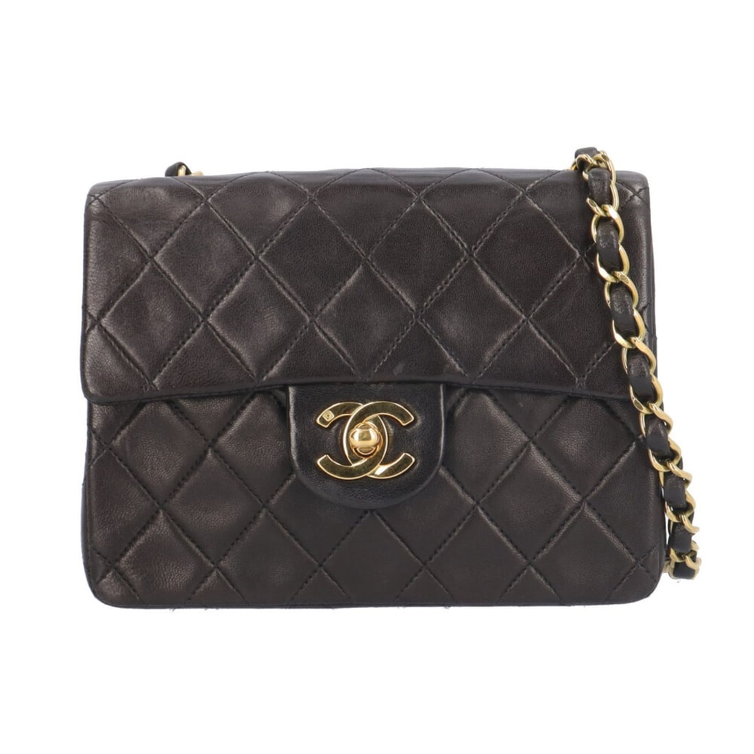 Chanel Mini Matelasse Shoulder Bag, Black Lambskin, Women's, Pre-owned Chain (1 of 14)