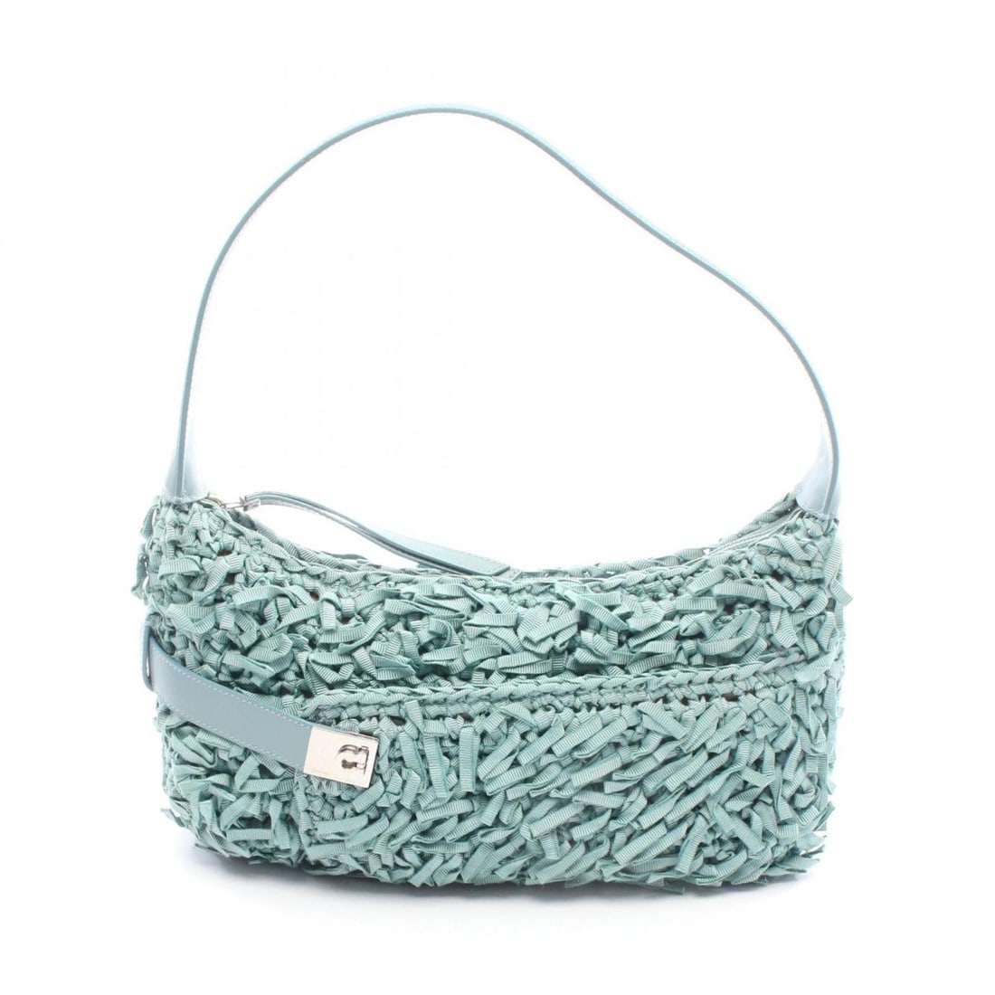 Salvatore Ferragamo Gancini shoulder bag in canvas and leather, green for women: --- Catalog ---Category: SizeSize (HxWxD): 15cm x 30cm x 5cm / 5.9'' x 11.81'' x 1.96''Category: DesignType: Shoulder bagColor: GreenGender: WomenMaterial: Canvas , Leather Category: GeneralBrand: Sal