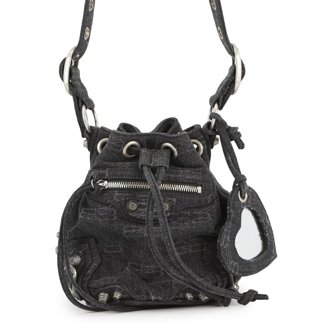 Balenciaga Le Cagoule XS Denim Shoulder Bag 702431 (Black): --- Catalog ---Category: SizeSize (HxWxD): 20cm x 14cm x 15.5cm / 7.87'' x 5.51'' x 6.1''Category: DesignType: Shoulder bagColor: BlackGender: WomenMaterial: Denim Category: GeneralMPN: 702431Brand: B