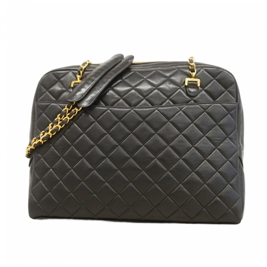 Chanel Matelasse Shoulder Bag with Chain Bag, Lambskin, Black, Women's, P2158730 (1 of 16)