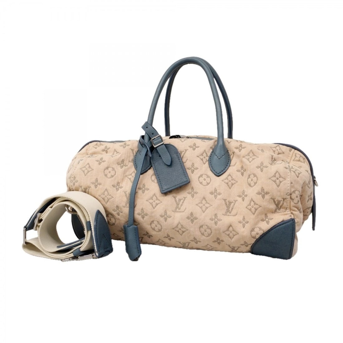 Louis Vuitton Monogram Denim Speedy Round Handbag M40708 Blue/Beige 2-Way Bag for Women P2147824: --- Catalog ---Category: SizeSize (HxWxD): 23.5cm x 32.5cm x 16cm / 9.25'' x 12.79'' x 6.29''Category: DesignType: HandbagColor: Beige, BlueGender: WomenCategory: GeneralMPN: M40708Brand: Louis Vuitto