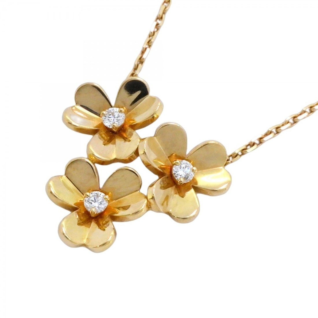 Van Cleef & Arpels Frivole 3 Flower 3PD Necklace in 18KYG Yellow Gold with Diamonds for Women: --- Catalog ---Category: SizePendant Size: 20mm x 19.8mm / 0.78'' x 0.77''Neck Circumference: 37 cm - 42 cm / 14.56'' - 16.53''Category: DesignStone: DiamondGender: WomenMaterial: Yellow gold (18K)Nec