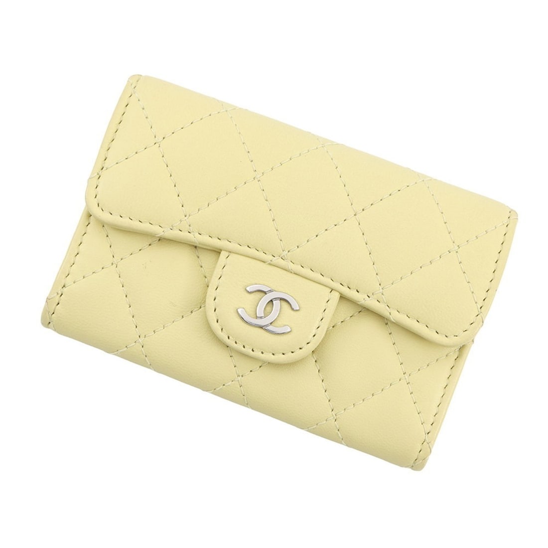 Chanel Matelasse Classic Card Case with Coco Mark, Lambskin, AP0214, CHANEL Business: --- Catalog ---Category: DesignType: Card caseColor: YellowGender: WomenMaterial: Leather Category: GeneralMPN: AP0214Brand: ChanelCountry of Origin: ItalyCategory: Physical PropertiesSize (HxWxD): 8c