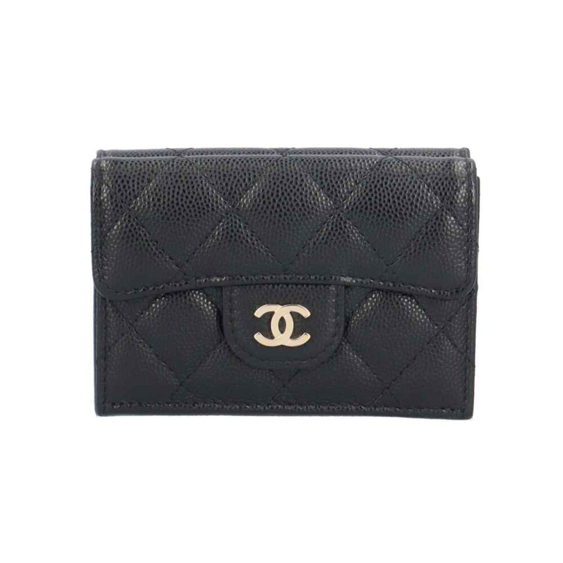 Pre-owned Chanel Classic Small Wallet Matelasse Tri-fold in Caviar Skin, AP0230, Women's (1 of 14)
