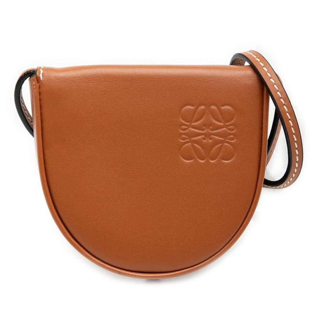 LOEWE Anagram Heel Pouch Mini Wallet/Coin Case Shoulder Bag in Tan and Brown Calfskin for Women (1 of 12)