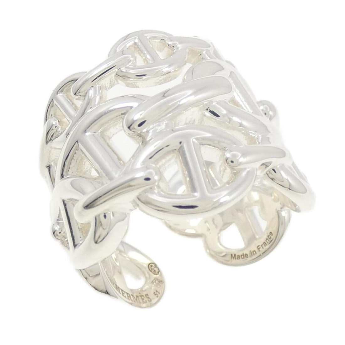 Hermes Chaine d'Ancre Enchaine Ring: --- Catalog ---Category: SizeUS Size: 6Brand Size: 51Category: DesignType: Band ringGender: WomenMaterial: Silver 925Category: GeneralMPN: H109506BBrand: Hermes--- Item List ---Section: