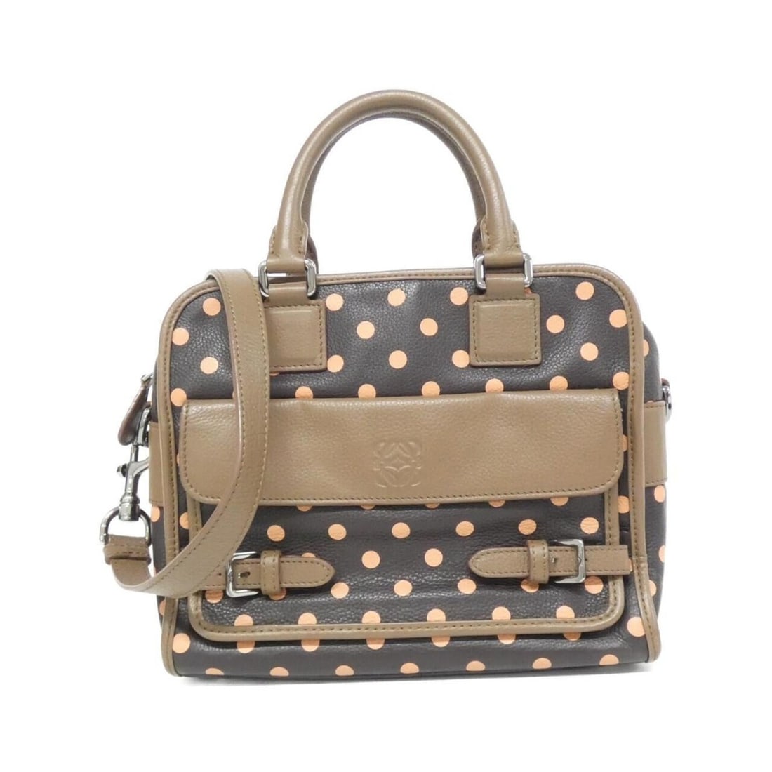 Loewe Cruise 371 34AI39 Handbag: --- Catalog ---Category: SizeSize (HxWxD): 21cm x 26cm x 12cm / 8.26'' x 10.23'' x 4.72''Category: DesignType: HandbagColor: Brown, PinkGender: WomenMaterial: Leather Hardware Color: