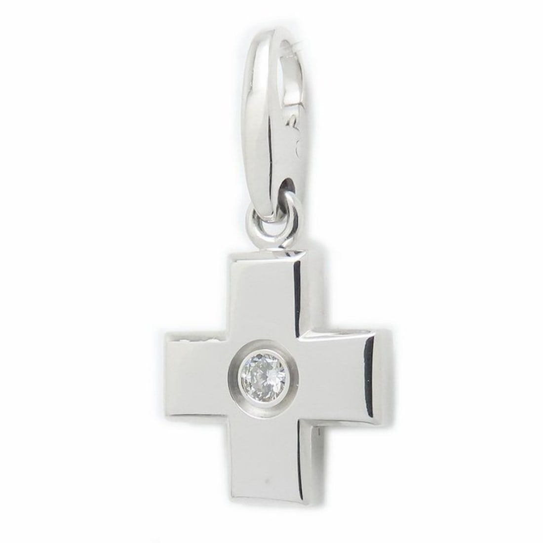 CARTIER Cartier Cross Charm Pendant Top with 1 Diamond in 18K White Gold for Women, 294619 (1 of 10)