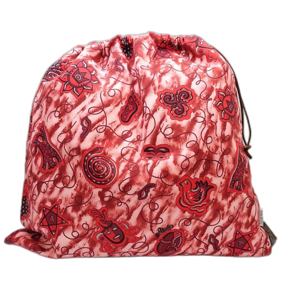 LOEWE Paula Large Drawstring Canvas Pouch 181466: --- Catalog ---Category: SizeSize (HxWxD): 44cm x 47cm / 17.32'' x 18.5''Category: DesignType: PouchColor: Blue, Red colorGender: Women,MenMaterial: Canvas Category: GeneralBrand: LoeweCountry of Orig