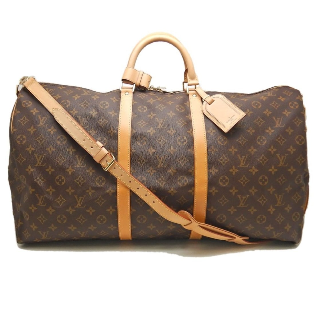 LOUIS VUITTON Monogram Keepall 60 Bandouliere M41412 Boston Bag, Brown, Women's, 253506 (1 of 11)