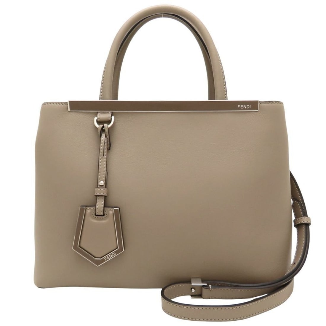 FENDI Petit Toujours 2-Way Handbag 8BH253, Calfskin, Greige, Women's, 353042 (1 of 13)