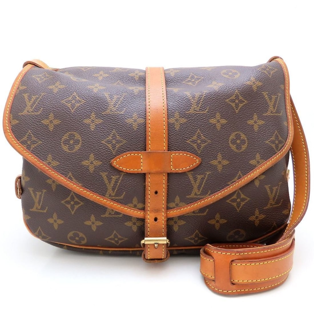LOUIS VUITTON Monogram Saumur M42256 Shoulder Bag, Brown, Women's, 352819 (1 of 12)
