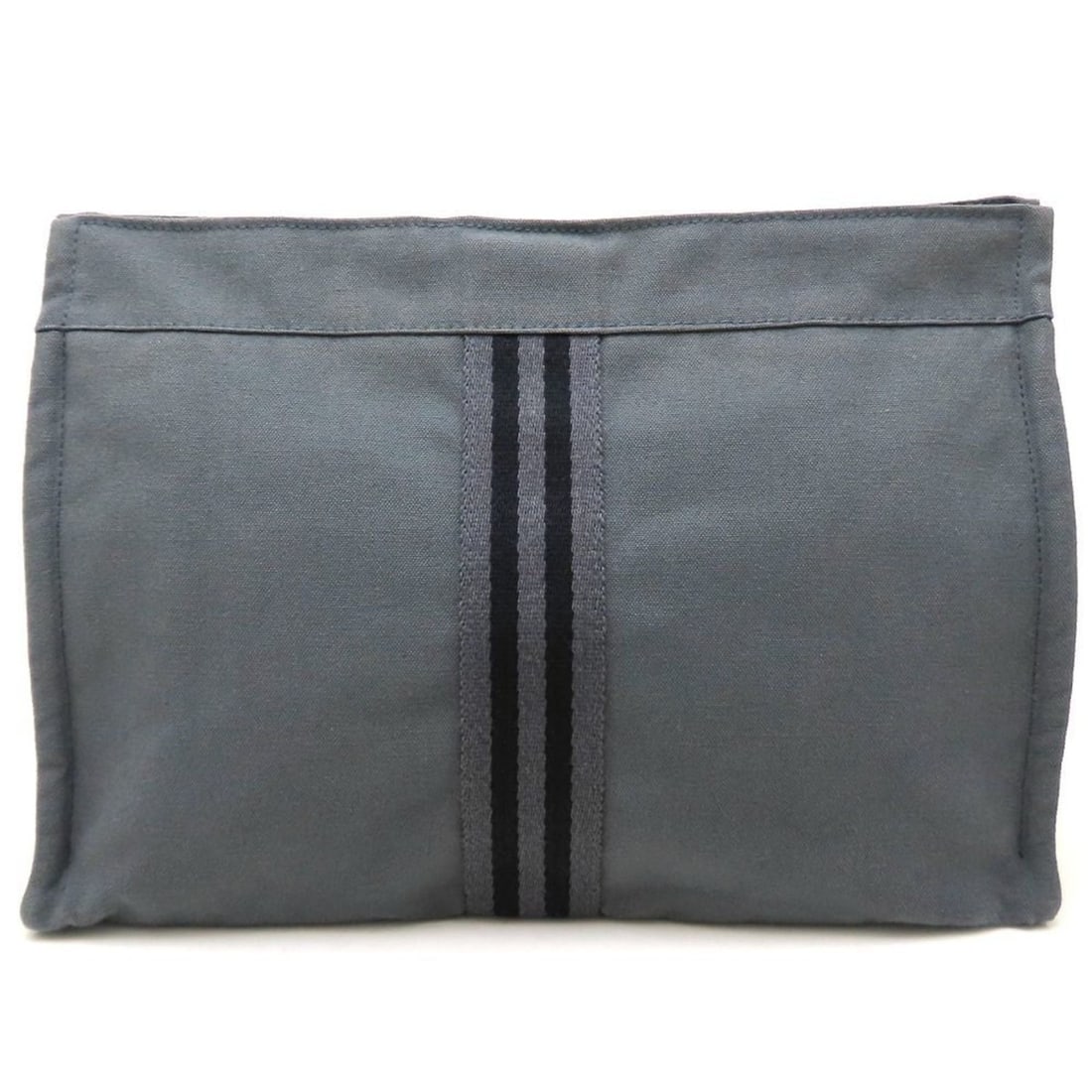 HERMES Foule 2nd Clutch Bag Canvas Gray Women's 353038 (1 of 15)