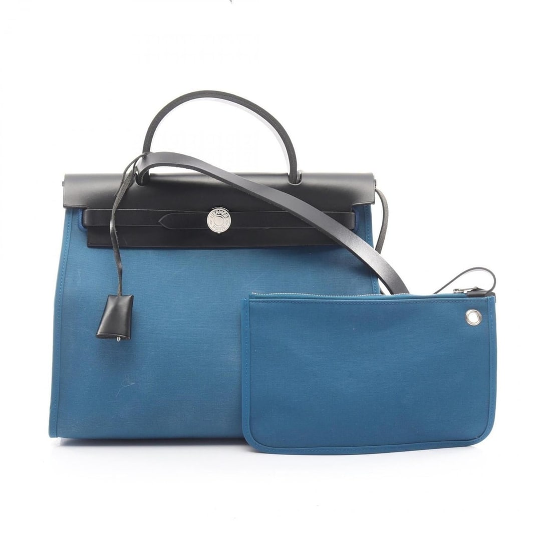 Hermes Hermès Airbag Zip PM Handbag, Canvas and Leather, Vache Hunter Toile Officier, Women's, Blue (1 of 13)