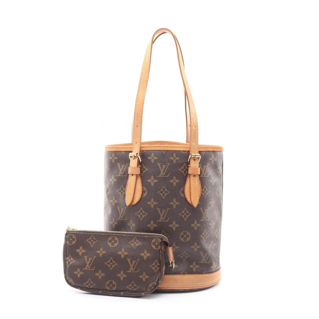 Louis Vuitton Bucket PM Handbag, Coated Canvas and Leather, Monogram, Women's, Brown, M42238 (1 of 13)