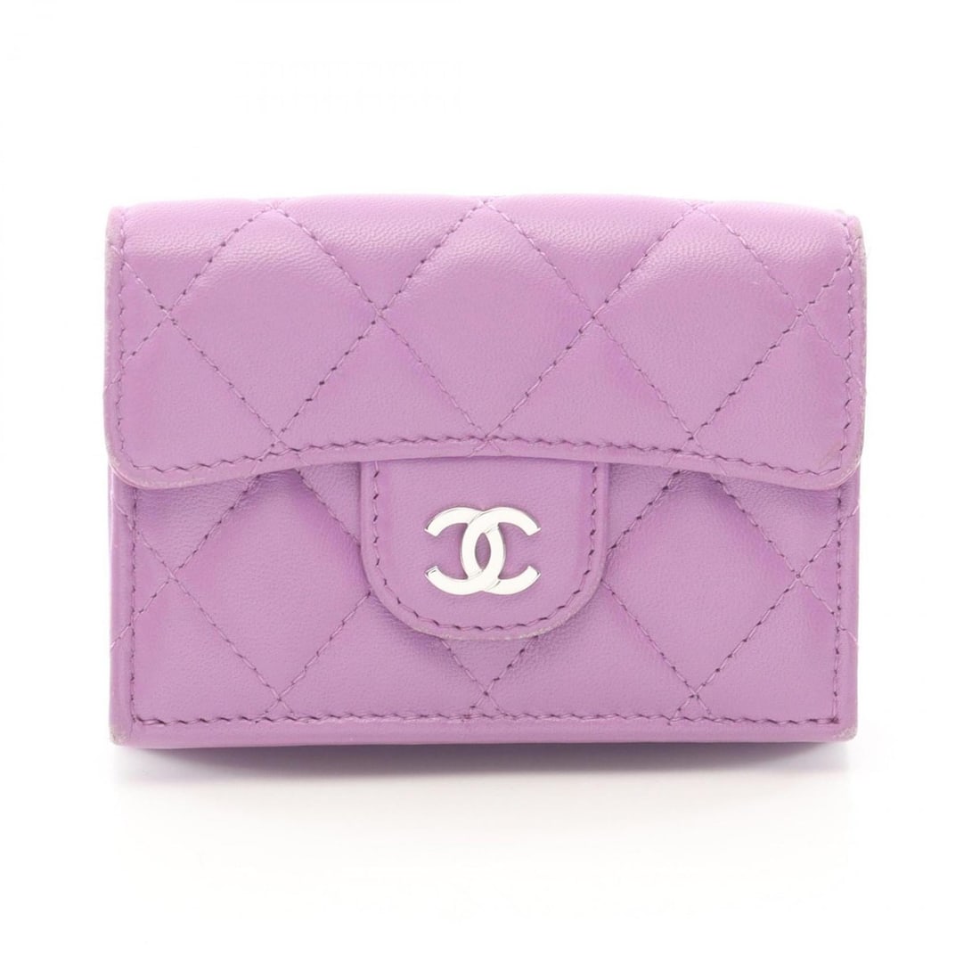 CHANEL Classic Small Flap Wallet Matelasse Trifold in Lambskin Leather, Women's, Purple: --- Catalog ---Category: SizeSize (HxWxD): 7.5cm x 10.5cm x 3cm / 2.95'' x 4.13'' x 1.18''Category: DesignType: Wallet (tri-fold)Color: PurpleGender: WomenMaterial: Leather Leather/Fur Type: LambskinC