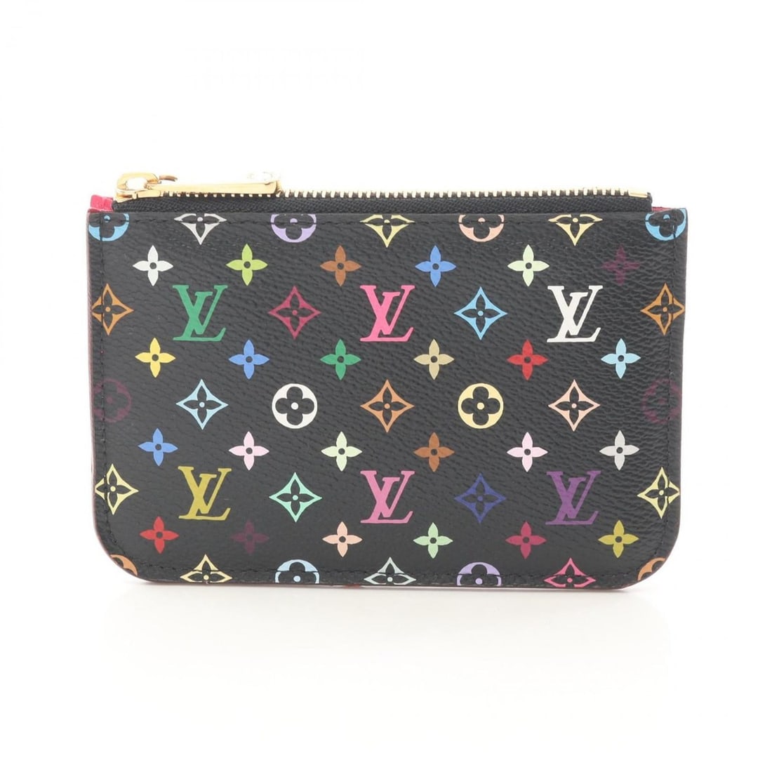 Louis Vuitton Pochette Cle Wallet with Coin Purse, Canvas Monogram Multicolore, Women's, Black, (1 of 10)