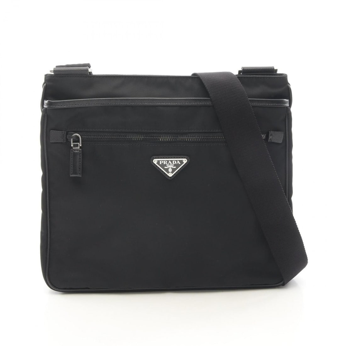 Prada TESSUTO SAFFI Shoulder Bag in Nylon and Saffiano Leather, Black (1 of 15)