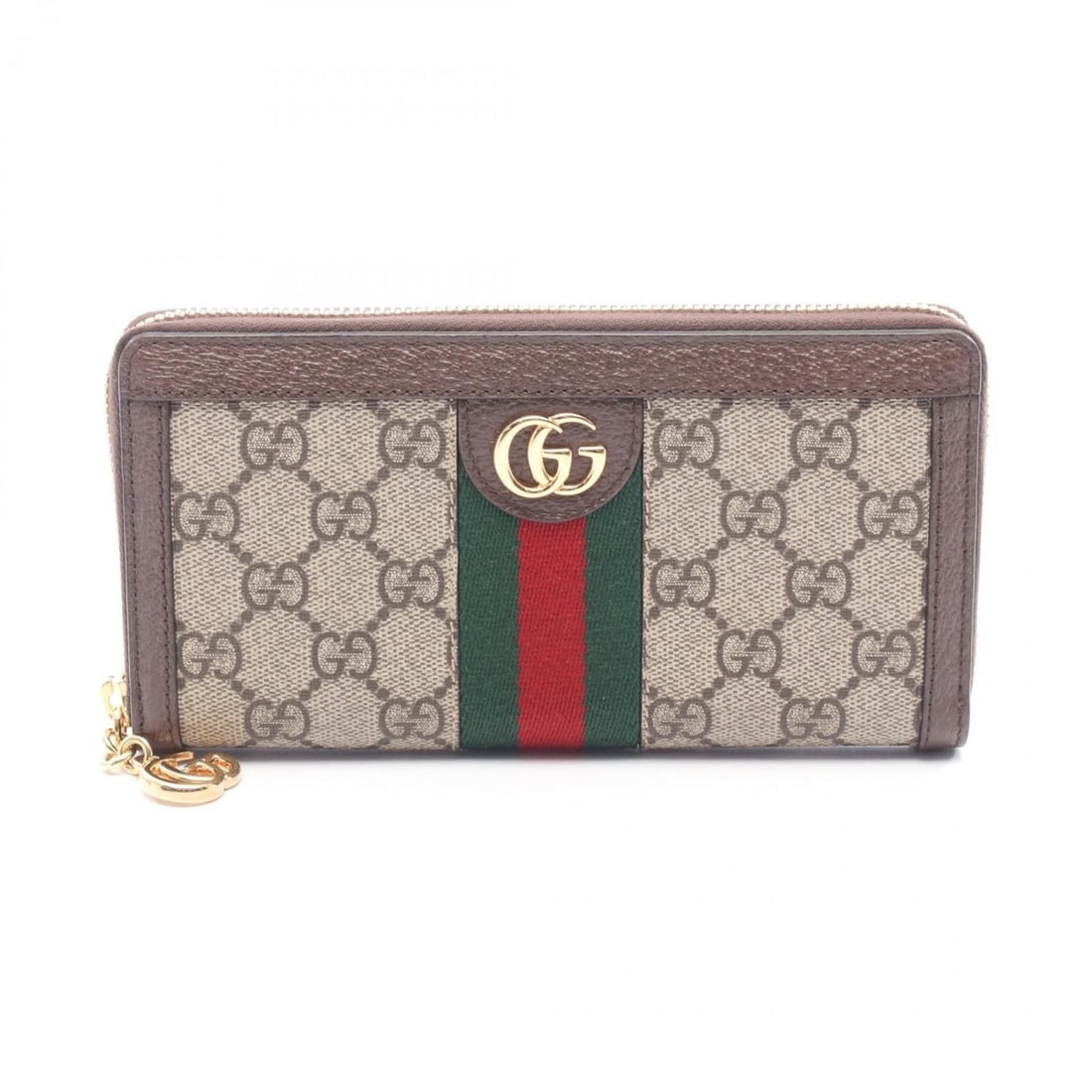 Gucci Ophidia GG Supreme Sherry Line Round Long Wallet, Leather, Women's, Beige, Brown, Multicolor, (1 of 16)