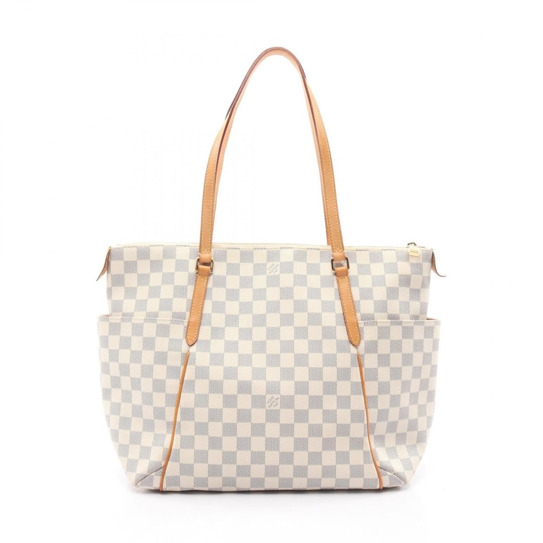 Louis Vuitton Totally MM Tote Bag, Coated Canvas and Leather, Damier Azur, Women's, White, N41279 (1 of 14)