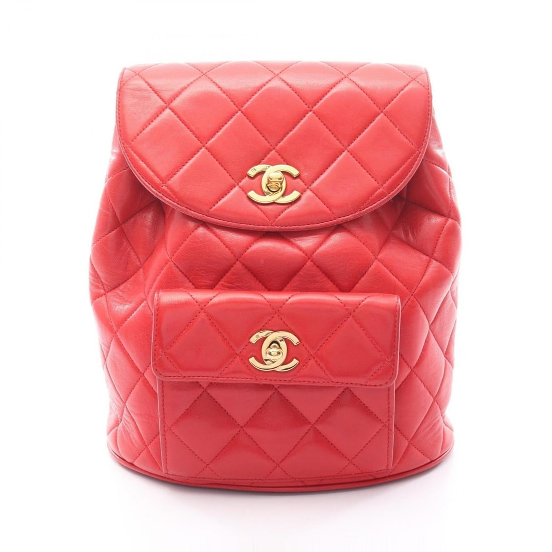 CHANEL Matelasse Backpack Bag in Lambskin Leather, Women's, Red (1 of 14)