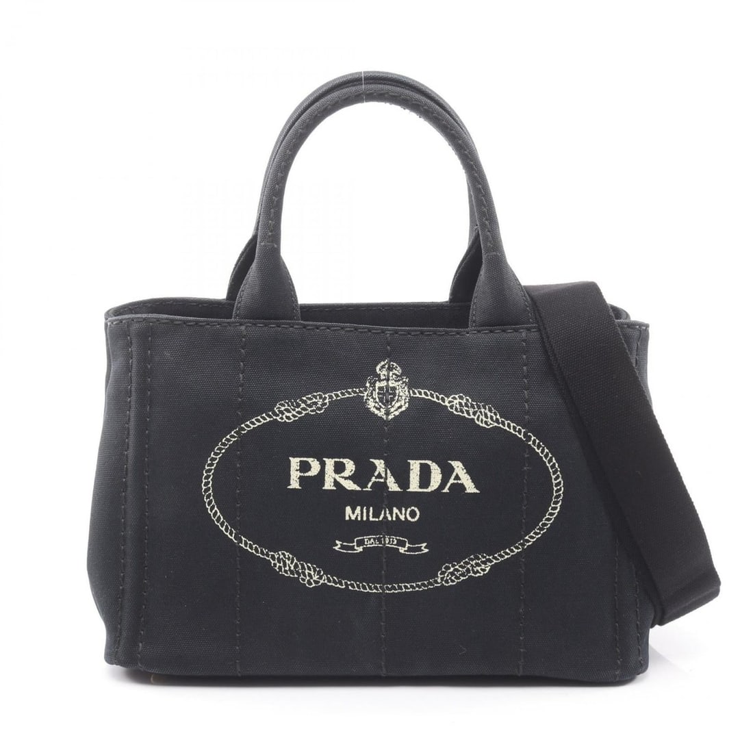 Prada Canapa Tote Bag, Canvas, Women's, Black: --- Catalog ---Category: SizeSize (HxWxD): 19cm x 29cm x 14cm / 7.48'' x 11.41'' x 5.51''Category: DesignType: Tote bagColor: BlackGender: WomenMaterial: Canvas Category: GeneralBrand: Prada--- Item L